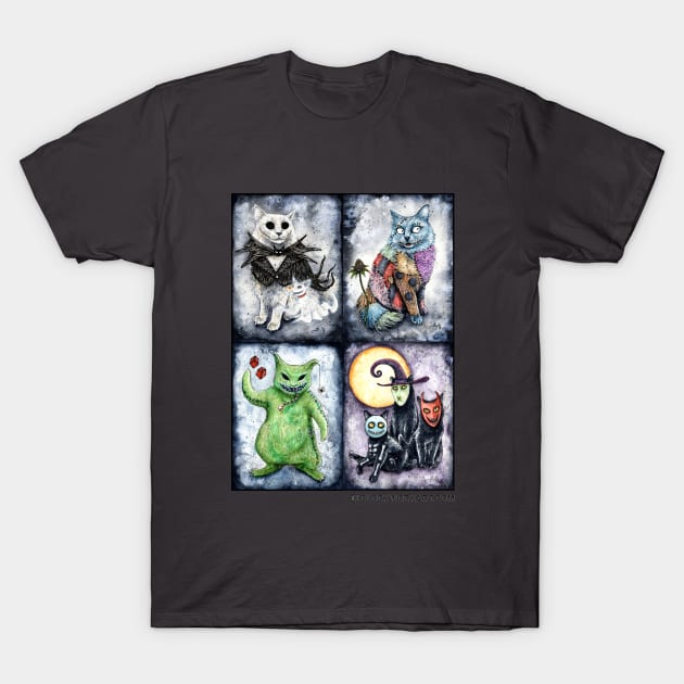 Nightmeow Before Hiss-tmas Halloween Cat T-Shirt by Clockwork Art